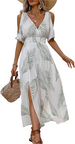 summer cruise dresses Verdusa Women's Vacation Beach Hawaiian Dress Tropical Maxi Womens Casual Fashion Cake Lace Skirt Short Sleeved Round Neck Dress Features Women's Vacation Beach Hawaiian Dress
